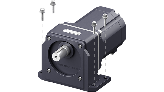 Diagonal View of Motor With Gearbox and Mounting Bolt Locations