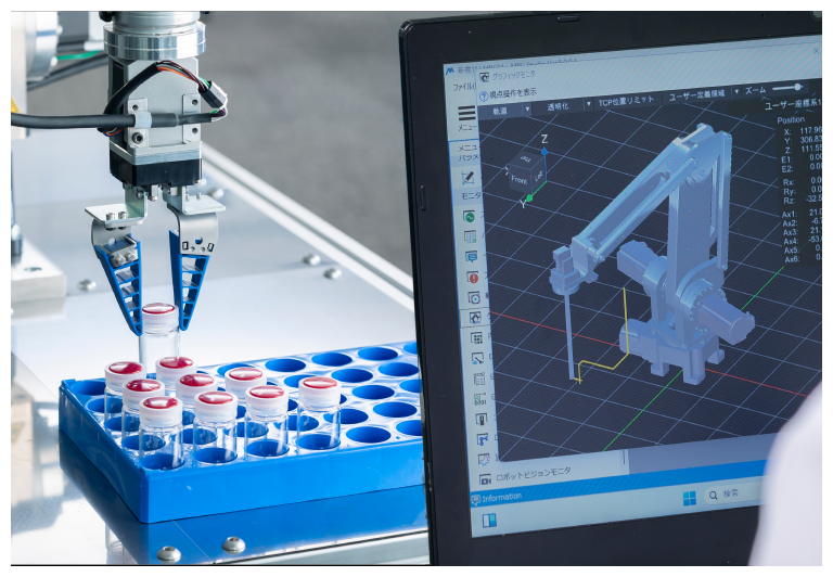 Actual working scene using an industrial robot