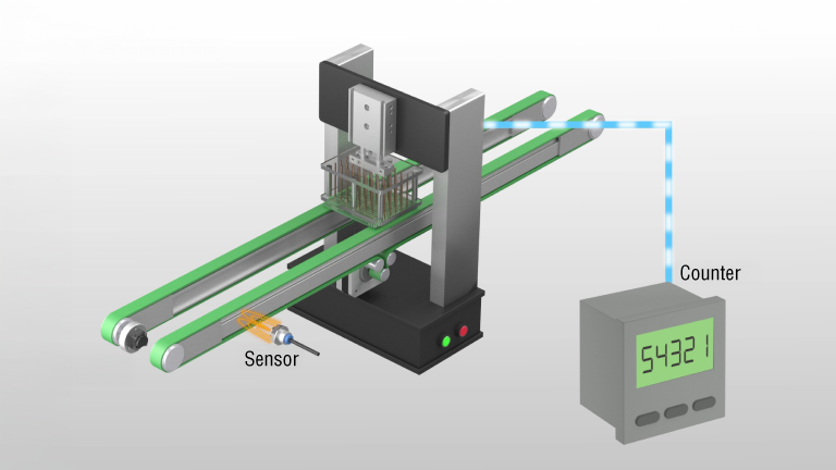 Example of control to stop the conveyor when the specified count is reached