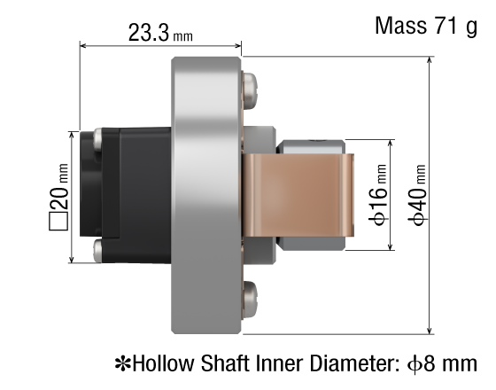 Hollow Shaft Type Mass: 71 g  Frame Size: ϕ40 mm dimensions