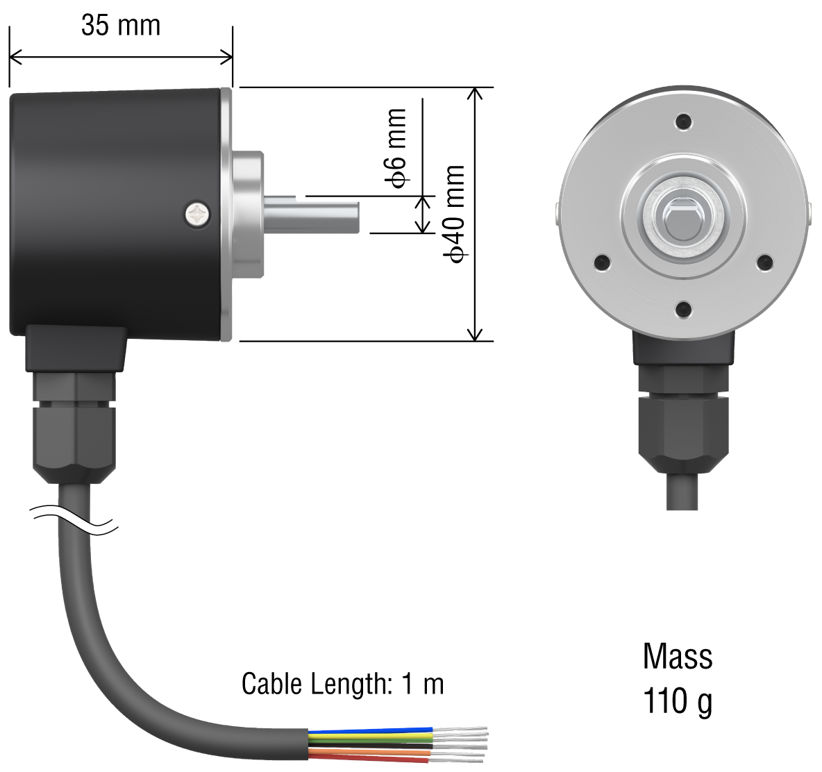Appearance and Dimensions of the Compact Encoder