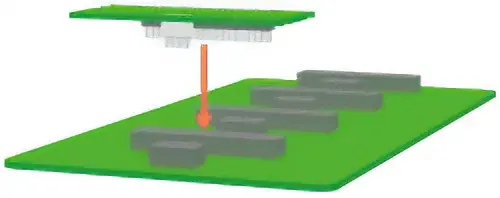 Comparative image of the inside of the equipment with the CVD Series S Type control board mounted. Space saving design with less board space occupied.